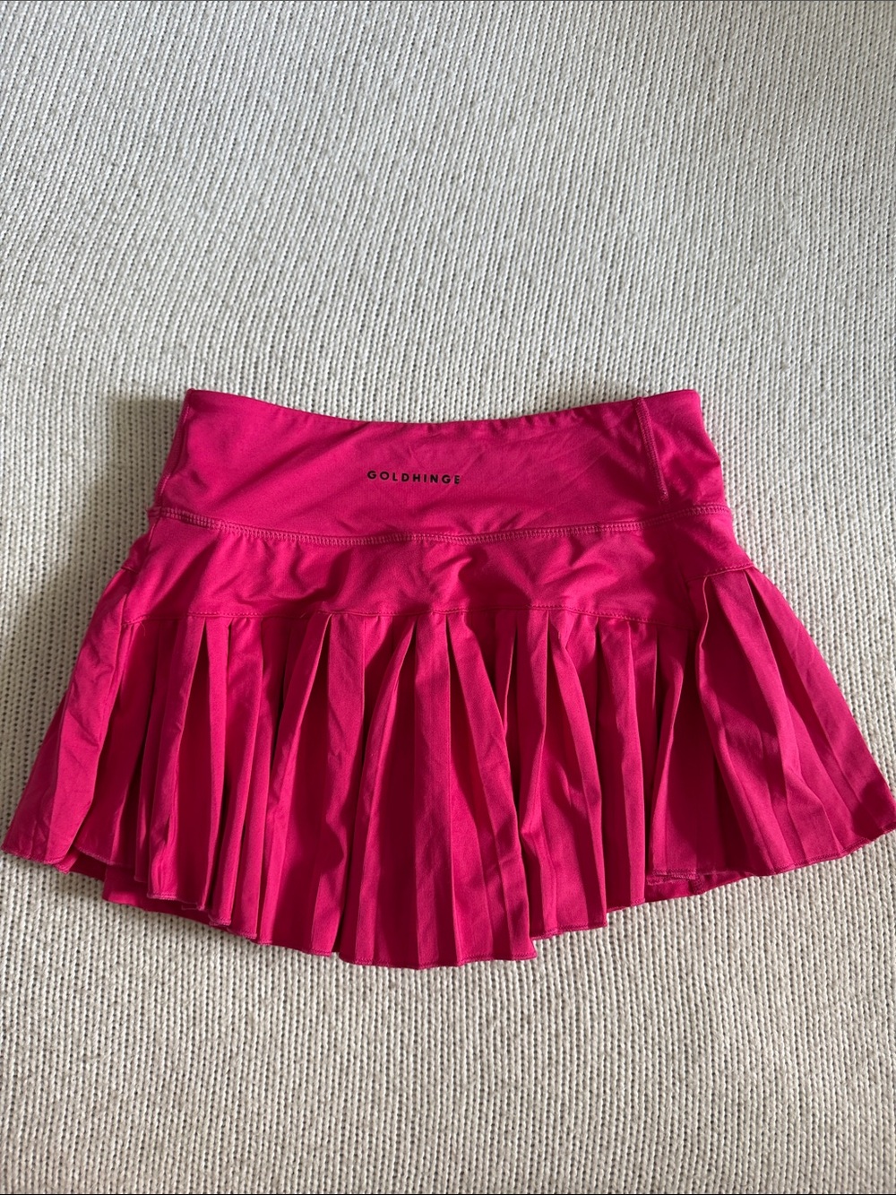 Gold Hinge Pleated Mini Skirt Pink Size Small